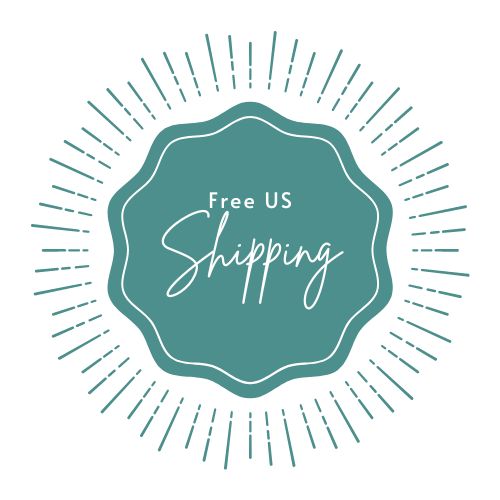 teal green sign that reads "free US shipping"